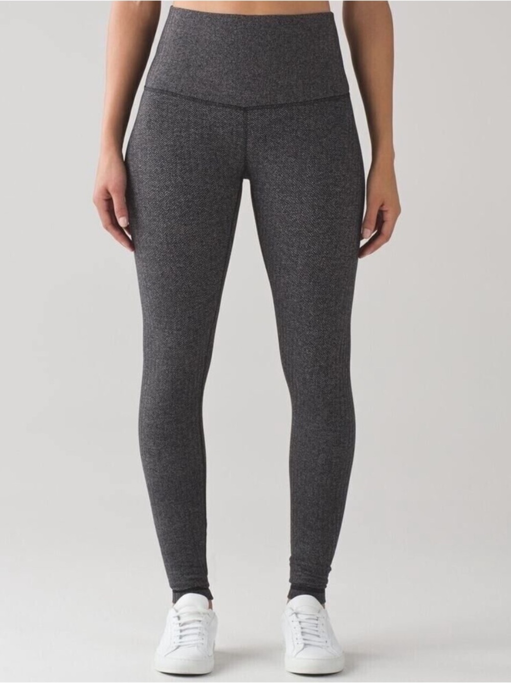 Lululemon Wonder Under High Rise Leggings in Herringbone Heather Black/Gray